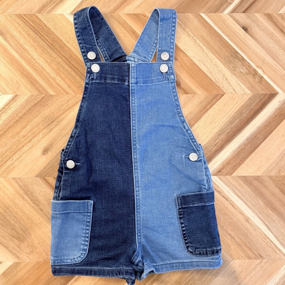 Epic Threads Kids Denim Colorblock‎ Two Tone Shortalls Overalls Girls 5 Summer